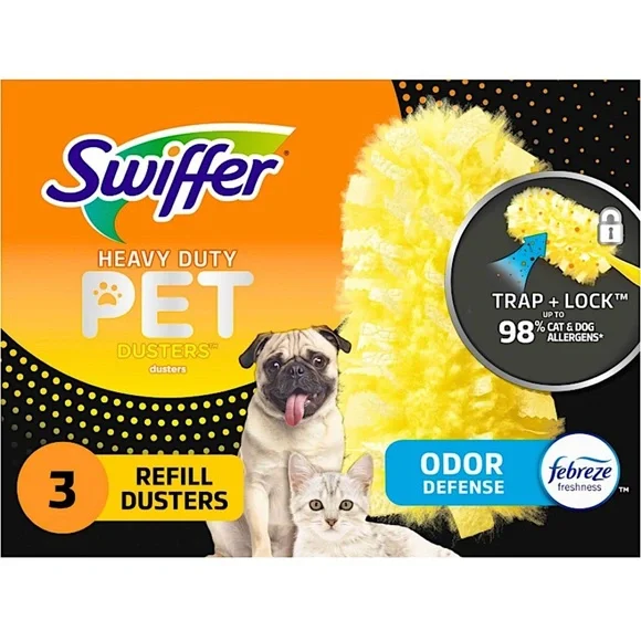 Swiffer Duster Pet Heavy Duty Refills with Febreze Odor Defense, 3Count Lot of 2 - Picture 1 of 5
